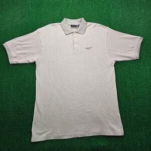 Greg Norman Polo Shirt Mens 2XL/XL Beige Short Sleeve Vintage Golf Shark Casual